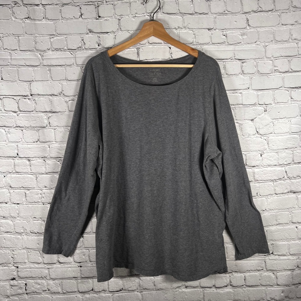 Lane Bryant Pretty & Perfect Size 22/24 Gray Stretch Cotton Long Sleeve T-Shirt
